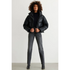 Dynamite Short Faux Leather Puffer Jacket, Jet Black