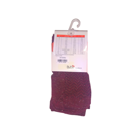 Blinq Collection Burgundy with Gold Shimmer Herringbone Tights, Size 8 - MGworld