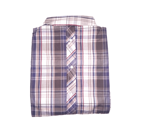 Gioberti Men's Long Sleeve Plaid Flannel Shirt, Brown/Navy/Burgundy - MGworld