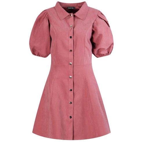 Boohoo Puff Sleeve Button Down Shirt Dress