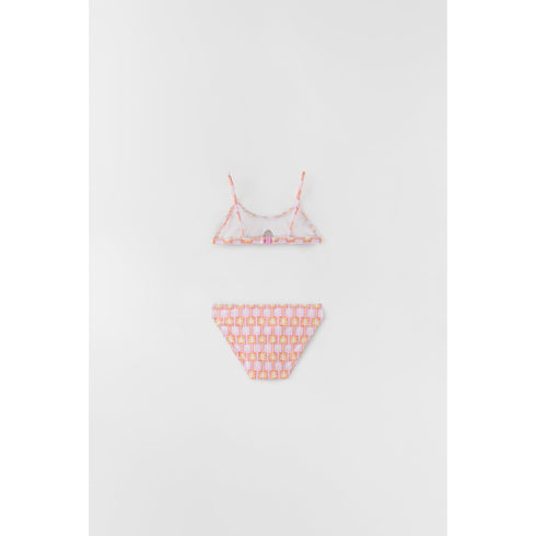 Zara Kids/ Geometrical Palm Tree Bikini - Pink