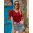 SHEIN Contrast Lace V Neck Tee | M