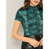 SHEIN Mock-neck Snakeskin Fitted Tee | M