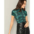 SHEIN Mock-neck Snakeskin Fitted Tee | M
