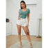 SHEIN Solid Rib-knit Lettuce Trim Slim Tee | M