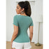 SHEIN Solid Rib-knit Lettuce Trim Slim Tee | M