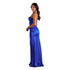 Windsor Blue Marley Satin Halter Formal Dress