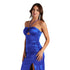 Windsor Blue Marley Satin Halter Formal Dress