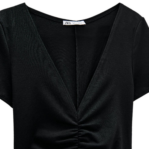 Zara Draped Cocktail Dress TRF, Large, Black | on Sale