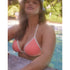 American Eagle Aerie Wide Rib String Triangle Bikini Top, Coral Crush