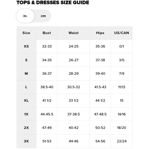 Fashion Nova Dress Size Chart
