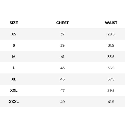 Gymshark Men's Size Chart