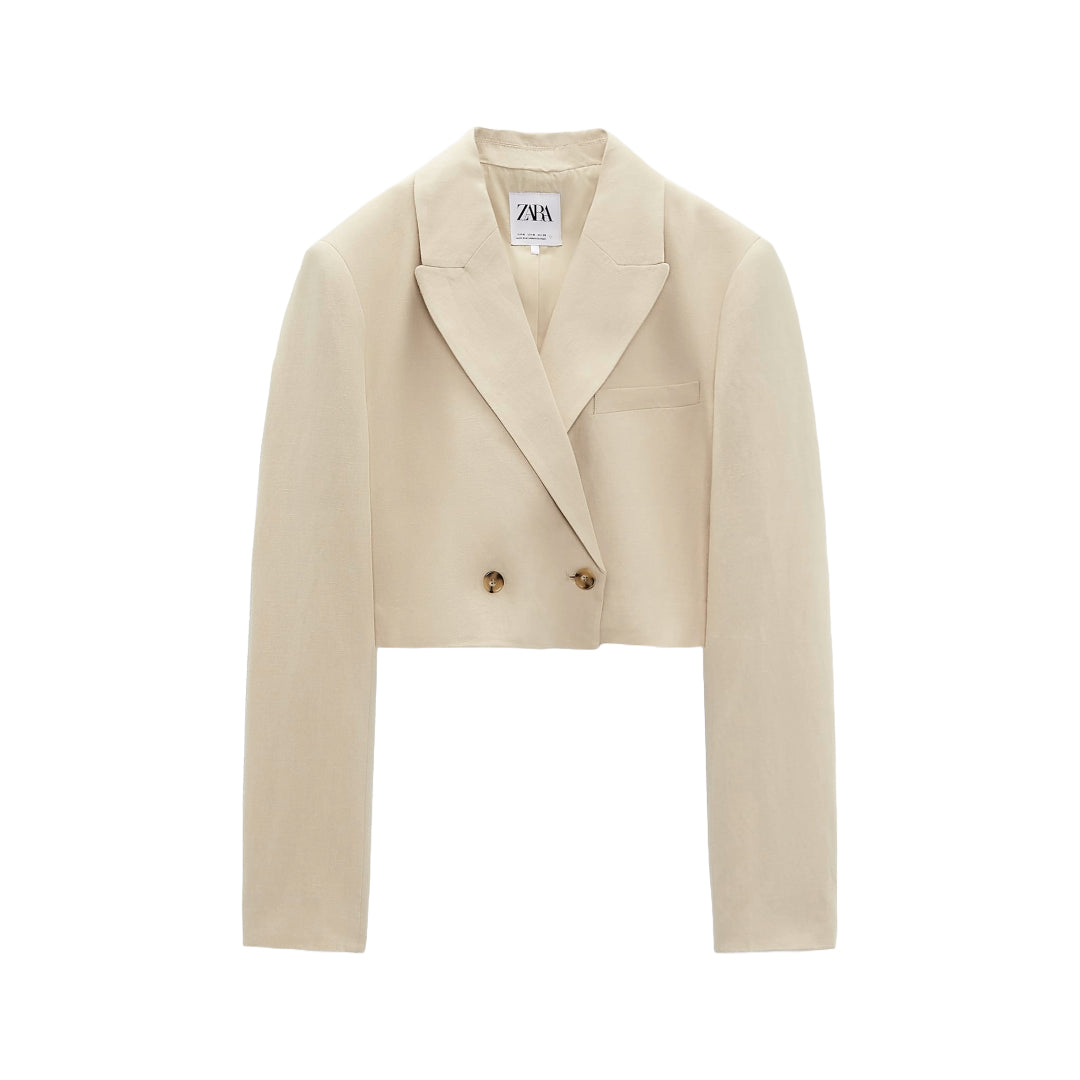 Zara Linen Blend Cropped Blazer | Large – MG Selections