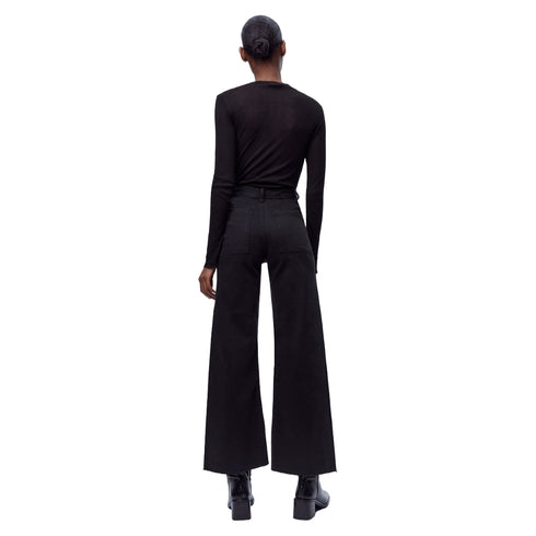 Zara ZW Marine Straight High Rise Jeans, Black
