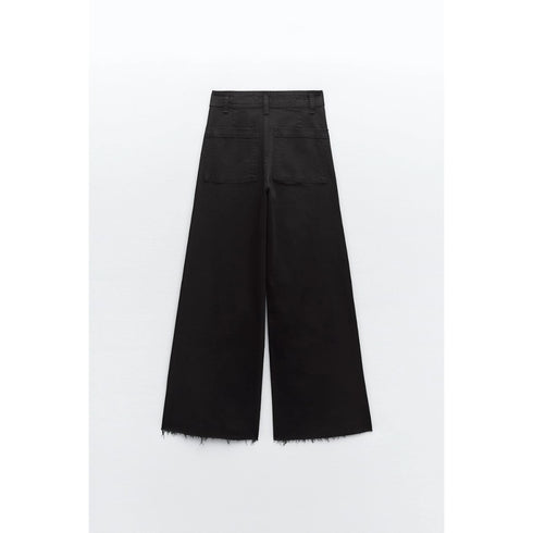 Zara ZW Marine Straight High Rise Jeans, Black