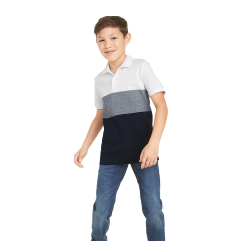Old Navy Color-Blocked Built-In Flex Pique Polo for Boys, Large (10-12) - MGworld