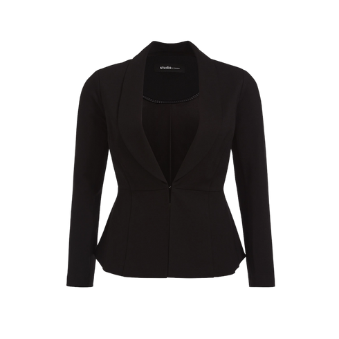 Torrid Studio Black Uptown Premium Ponte Stretch Peplum Blazer 6X - MGworld