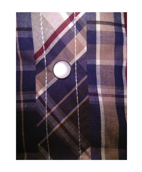 Gioberti Men's Long Sleeve Plaid Flannel Shirt, Brown/Navy/Burgundy - MGworld