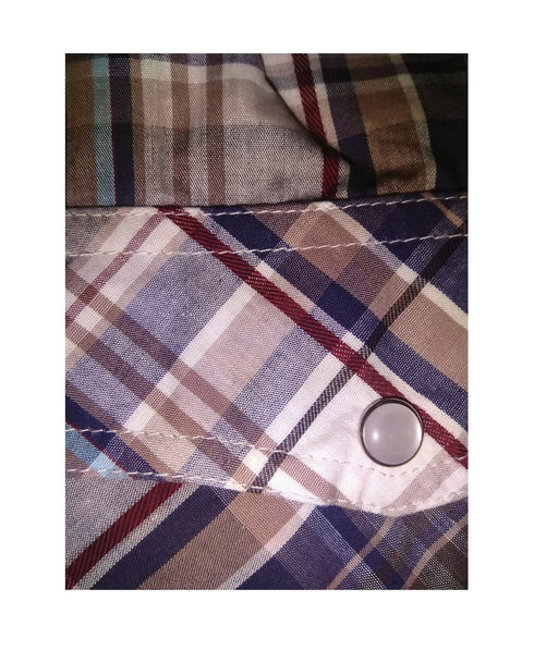 Gioberti Men's Long Sleeve Plaid Flannel Shirt, Brown/Navy/Burgundy - MGworld