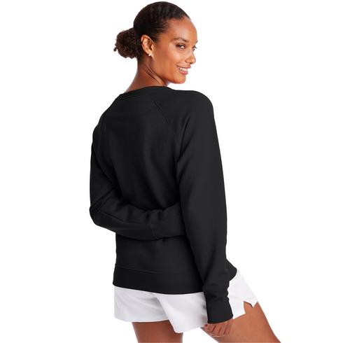 Champion Women's Powerblend Fleece Classic Crew, Script Logo