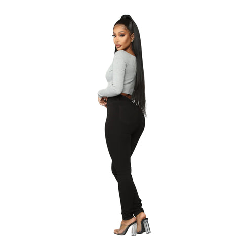 Fashion Nova Classic Button Up Skinny Jeans - Black
