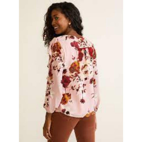 Laura Women's Petites Floral Print Ruffled Blouse