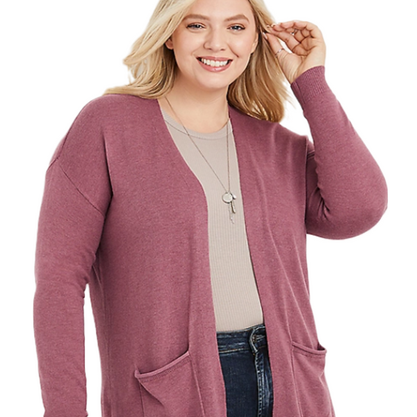 Maurices Blush Pocket Long Sleeve Cardigan