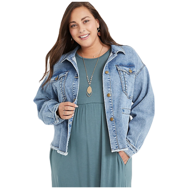 Maurices Plus Size Cinch Waist Denim Jeans Crop Jacket