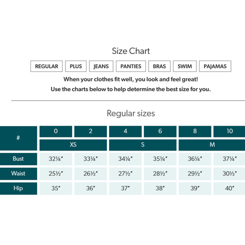 Maurices Regular Size Chart