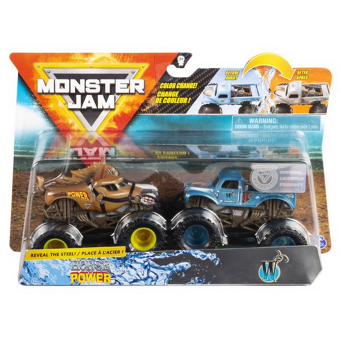 Monster Jam, Official Horse Power vs. Whiplash Colour-Changing Die-Cast Monster Trucks, 1:64 Scale