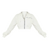 PrettyLittleThing Cream Cropped Embroidered Zip Hoodie