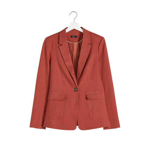 Reitmans Women's Barn Red Linen-Blend Buttoned Blazer
