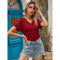 SHEIN Contrast Lace V Neck Tee | M