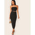 SHEIN Solid Cropped Tube Top & Pencil Midi Skirt Set | M