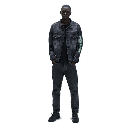 ZARA Printed Distressed Denim Jacket, Small - MGworld