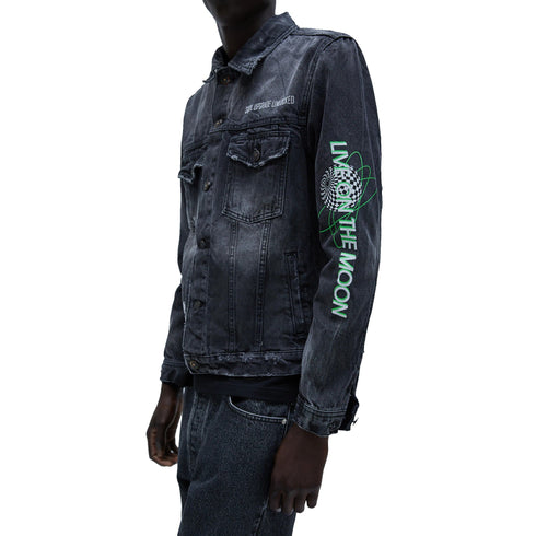 ZARA Printed Distressed Denim Jacket, Small - MGworld