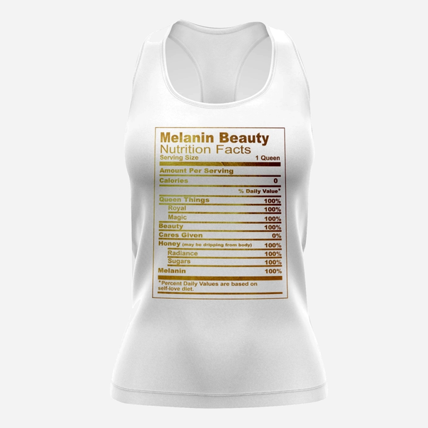 Melanin Beauty Nutrition Facts Racerback Tank Top, Small - MGworld