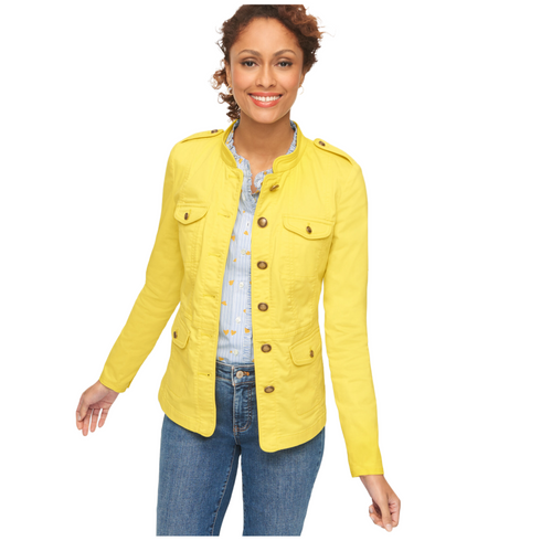 Talbots Yellow Piped Utility Jacket