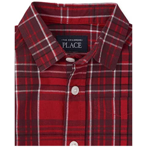 The Children's Place Boys Long Sleeve Plaid Button Down Shirt | M