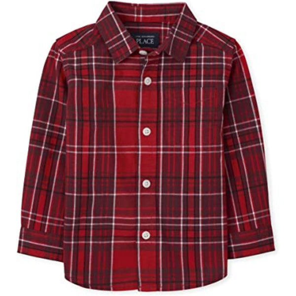 The Children's Place Boys Long Sleeve Plaid Button Down Shirt | M