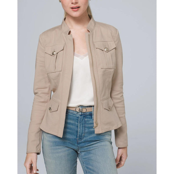 WHBM Cobblestone Zip-Front Utility Jacket | 8